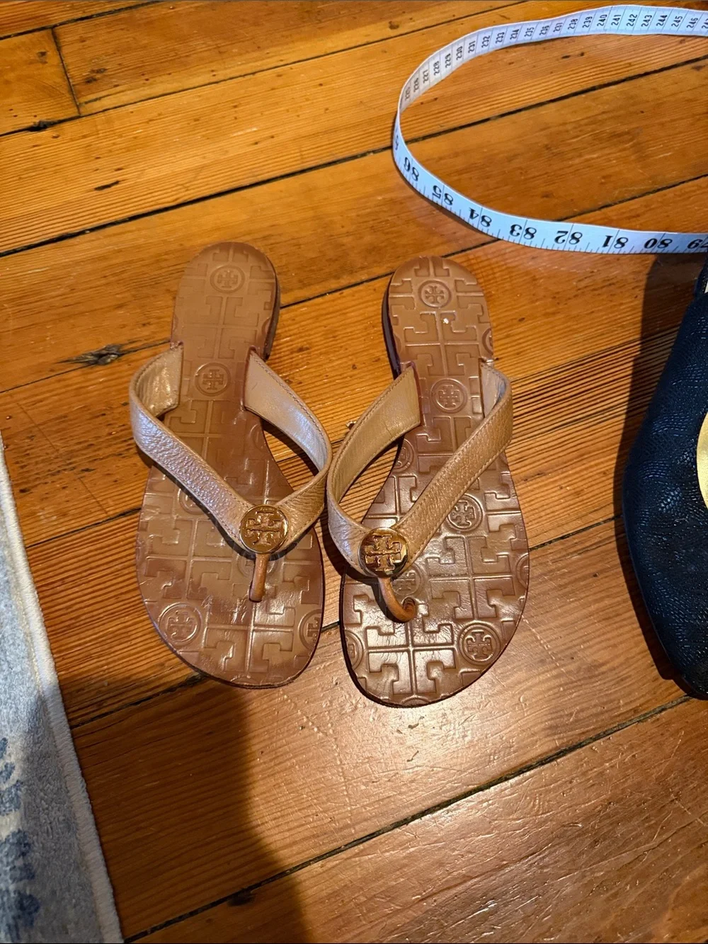 Tory Burch Brown Logo Thong Sandals